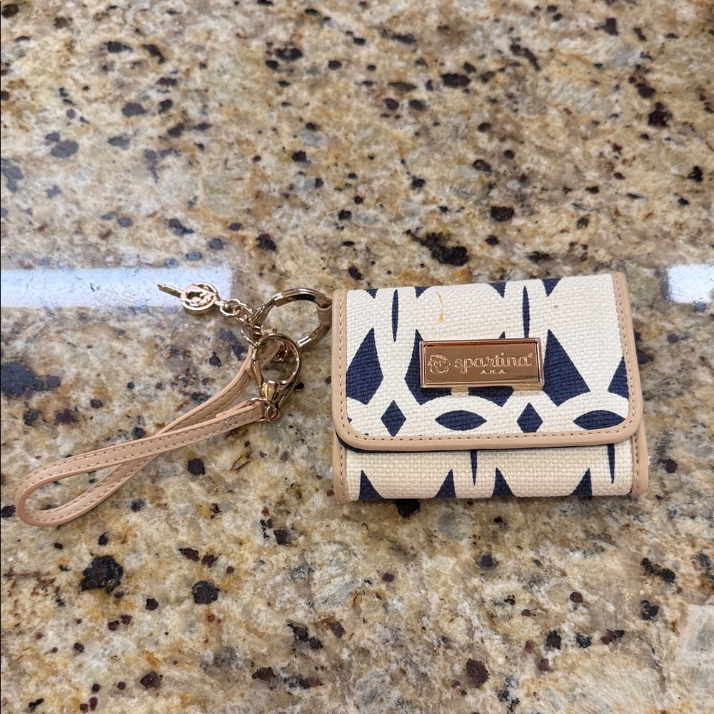Spartina 449 Cream and Navy Keychain Wallet